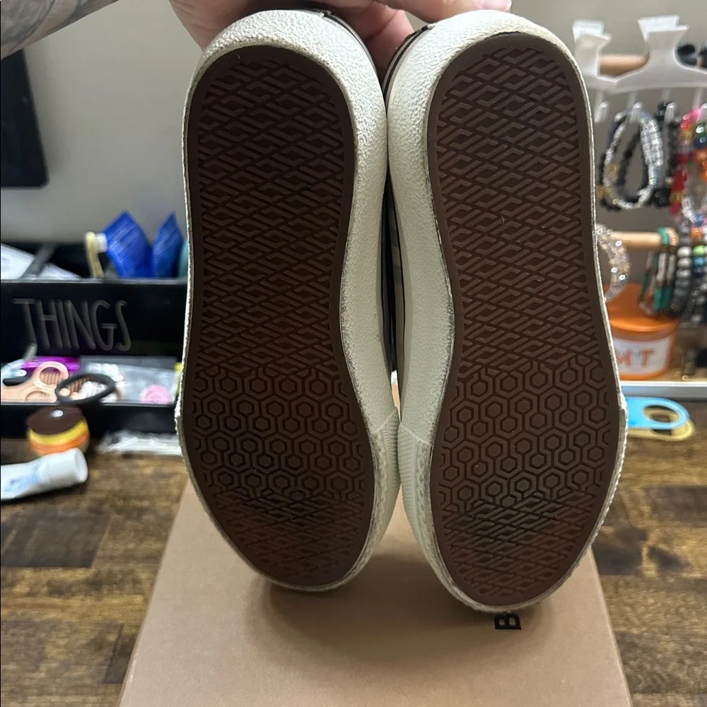 Burberry Beige Plaid Canvas Sneakers - Picture 3 of 5